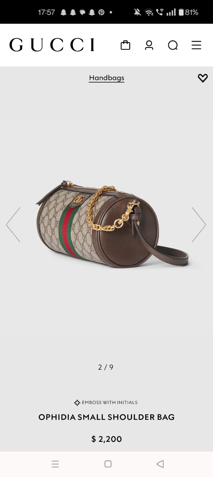 GUCCI OPHIDIA GG SERIES SPEEDY BAG