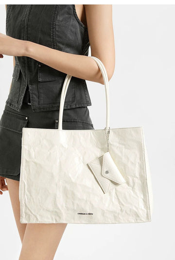 CHARLES & KEITH MATINA LARGE CRINKLE EFFECT TOTE BAG