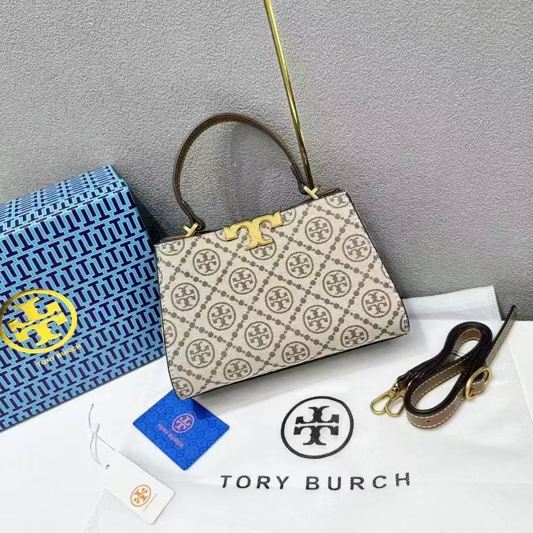 TORY BURCH ELANOR SPAZZOLATO SMALL CANVAS BAG
