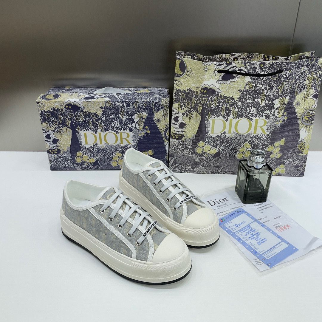 WMN Dior White/Grey Oblique Canvas Walk'n'Dior Sneakers (For Her) 👟🤍