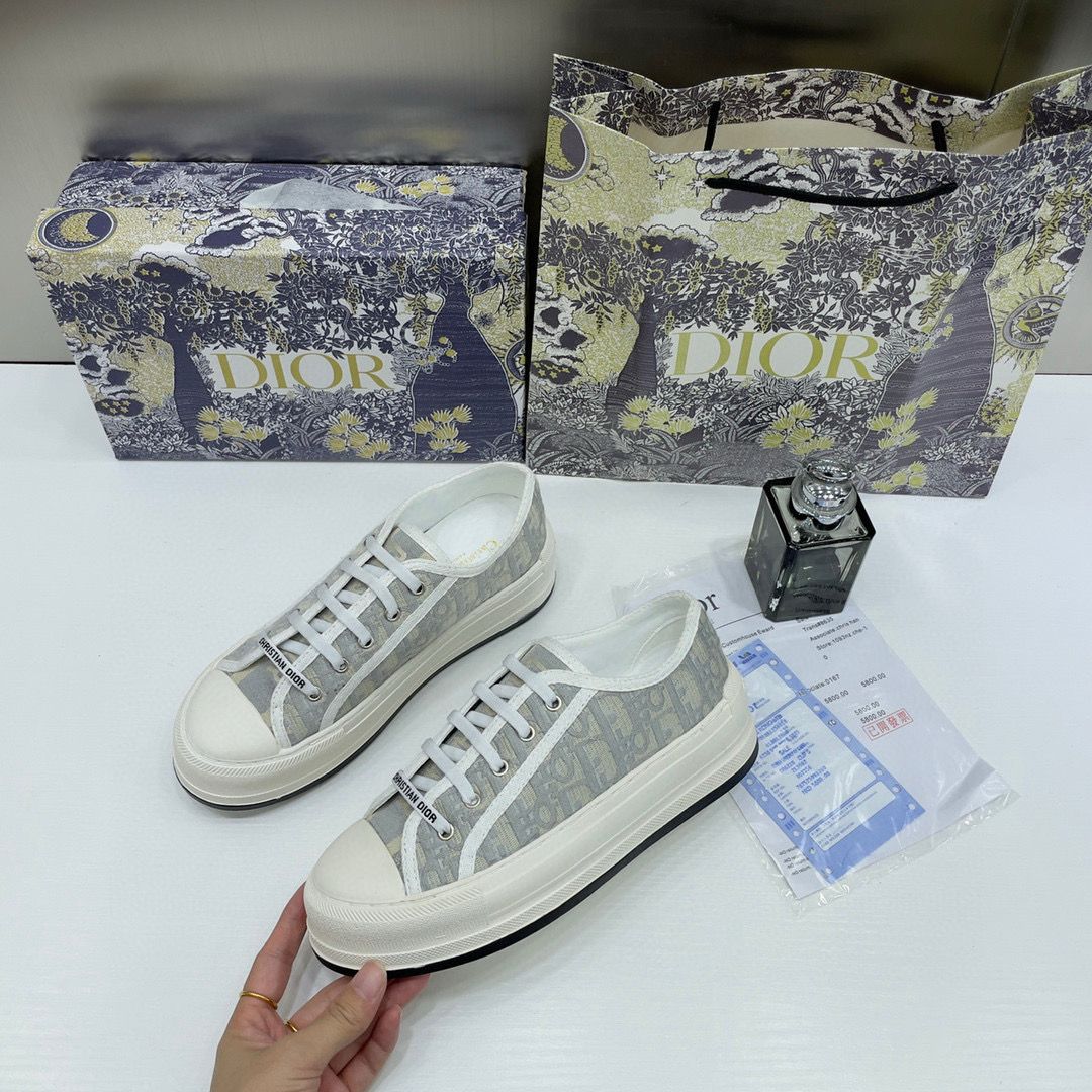 WMN Dior White/Grey Oblique Canvas Walk'n'Dior Sneakers (For Her) 👟🤍