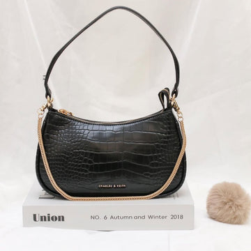 CHARLES & KEITH ELSPETH CROC EFFECT CHAIN SHOULDER BAG