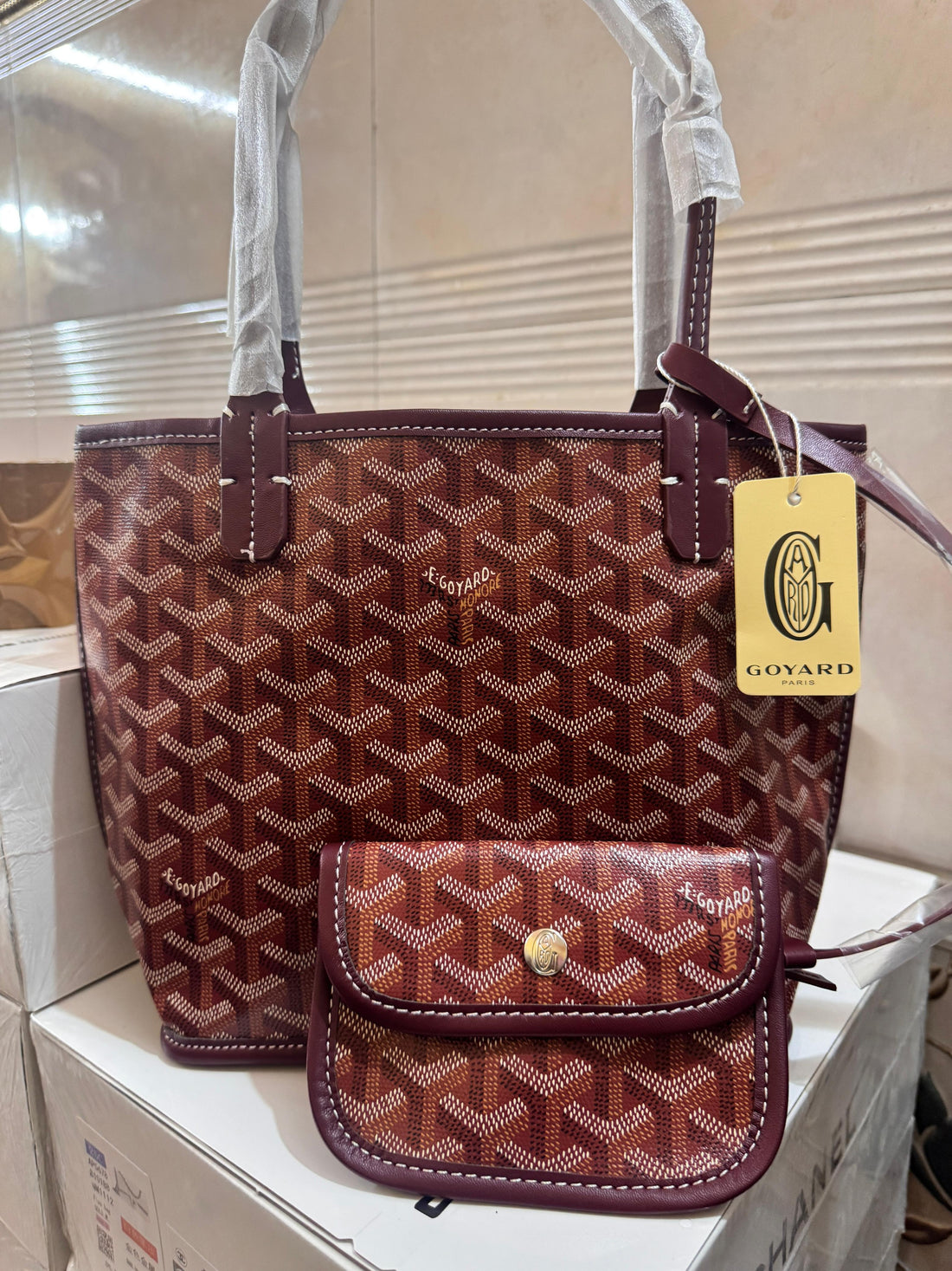 GOYARD ANJOU SMALL TOTE BAG WITH POUCH