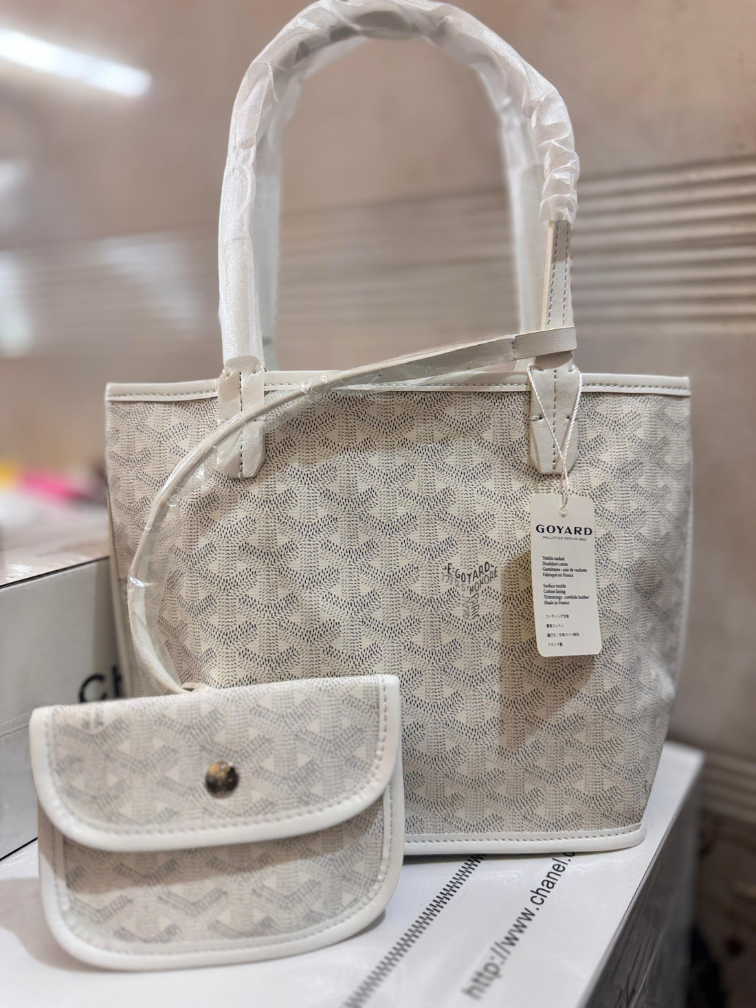 GOYARD ANJOU SMALL TOTE BAG WITH POUCH