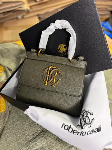 ROBERTO CAVALLI RC PLAQUE LOGO TOP HANDLE BAG