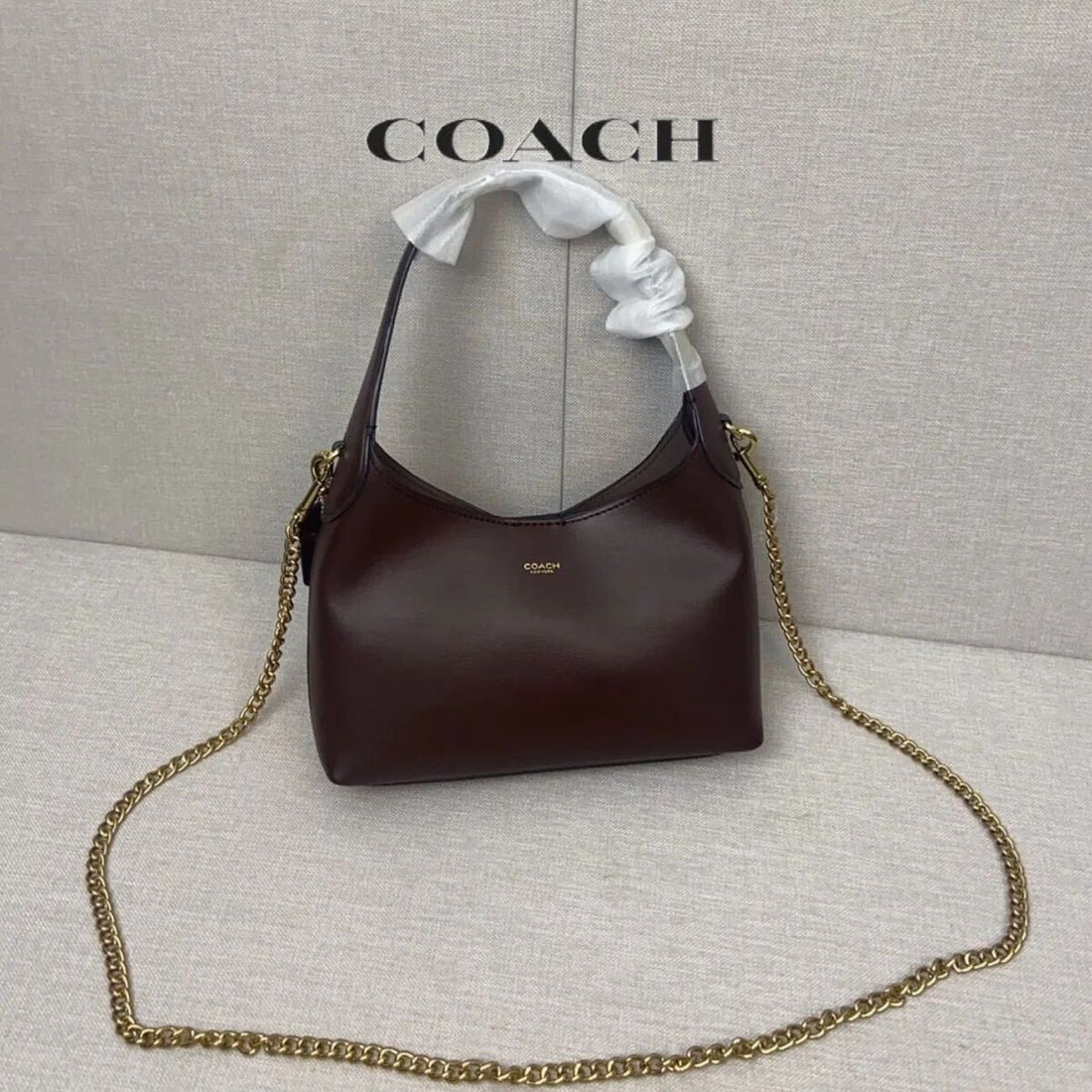 COACH BROOKLYN SMALL SHOULDER BAG WITH LONG CHAIN