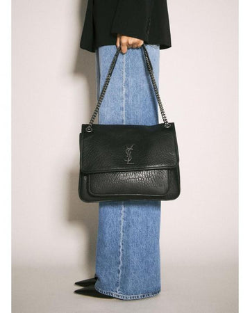 YSL Saint Laurent Niki Large Leather Premium Shoulder Bag With OG Box