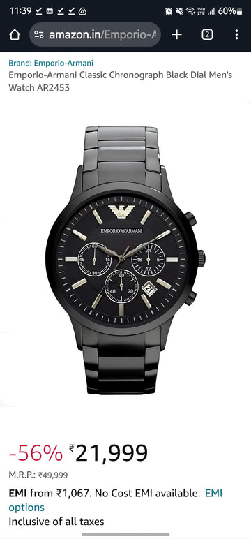 Emporio Armani Renato AR2453 Chronograph Watch With OG kit