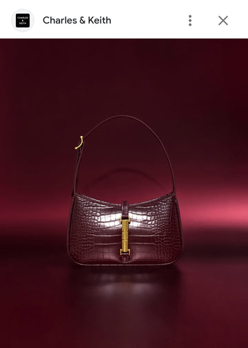 CHARLES & KEITH CESIA CROC - EFFECT ACCENT SHOULDER BAG
