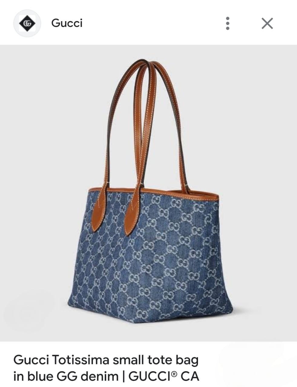 GUCCI TOTISSIMA SMALL TOTE BAG IN BLUE GG DENIM
