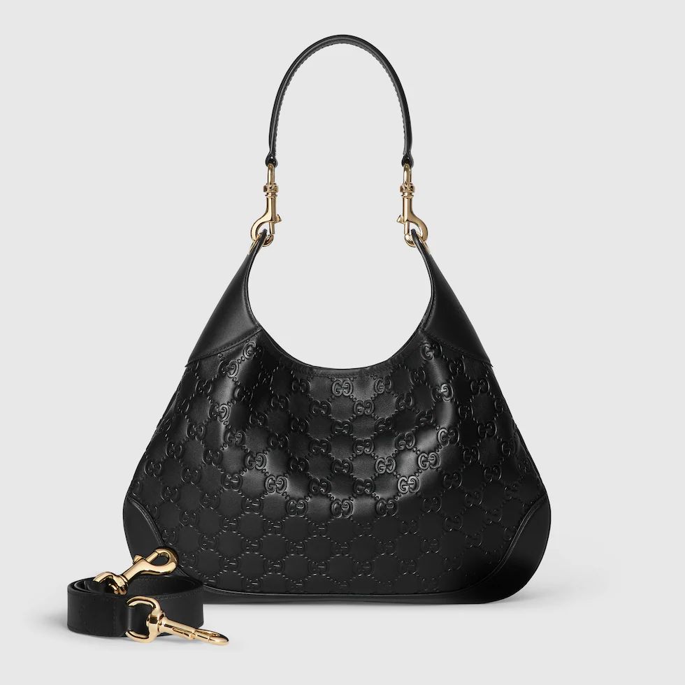 GUCCI B MEDIUM HOBO EMBOSSED TOTE BAG