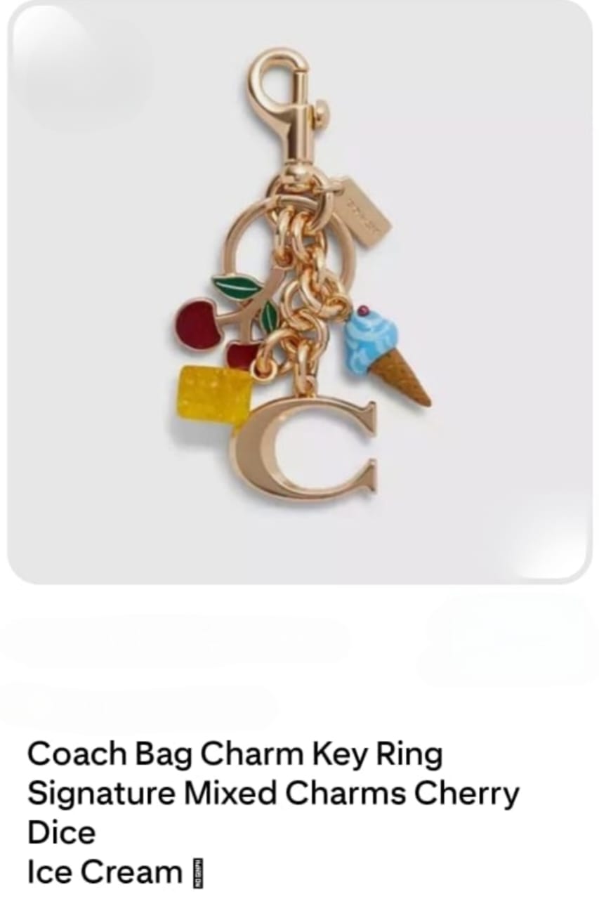 COACH BAG CHARM KEY RING SIGNATURE MIXED CHARMS CHERRY DICE ICE CREAM