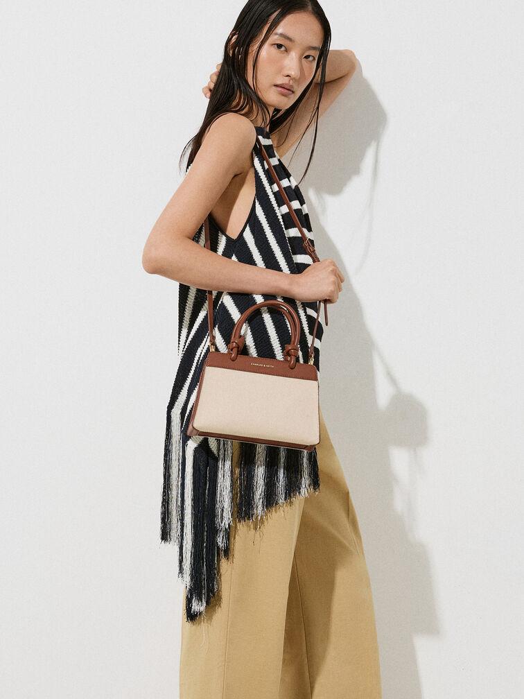 CHARLES & KEITH SABINE CANVAS LEATHER KNOTTED HANDLE