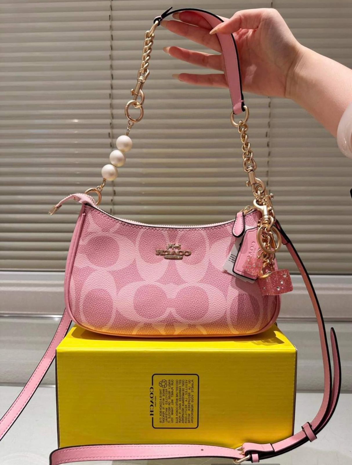 COACH TERI PINK WITH COACH DICE CHARM