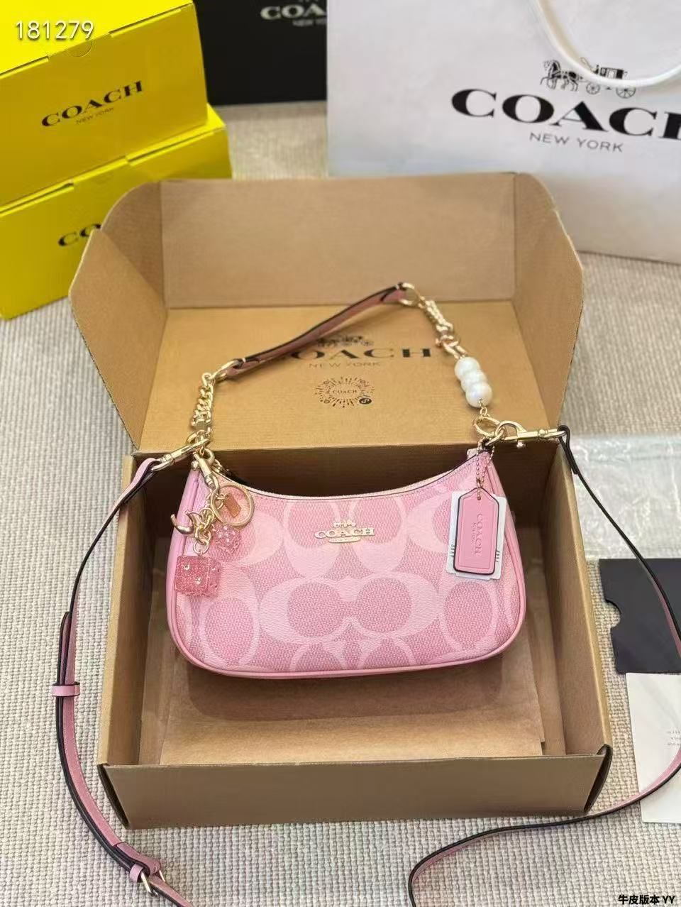 COACH TERI PINK WITH COACH DICE CHARM