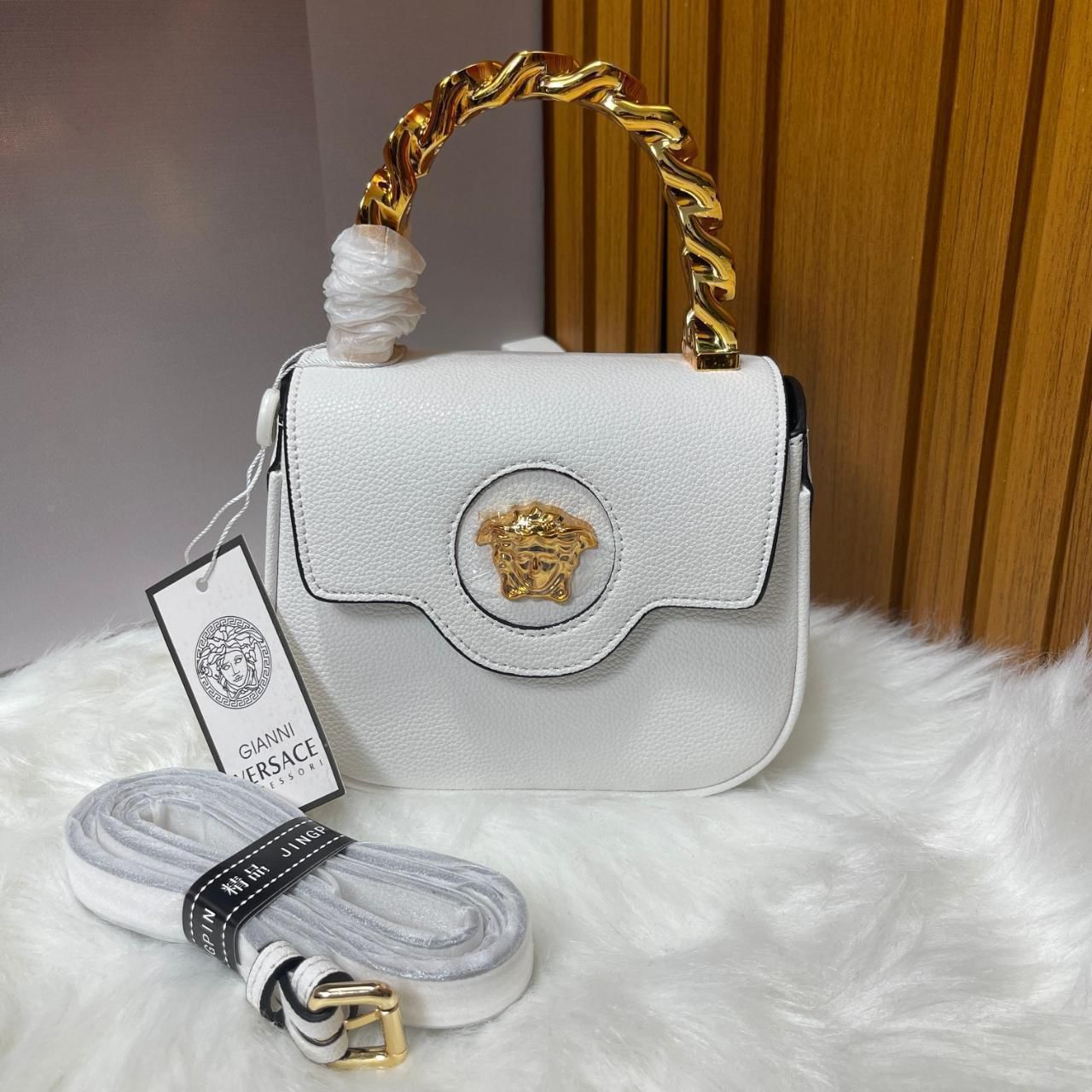 VERSACE SMALL LA MEDUSA TOP HANDLE BAG