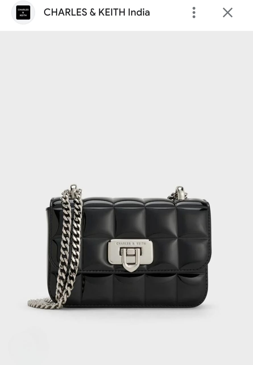 CHARLES & KEITH NOIR PATENT MINI QUILTED SLING BAGS