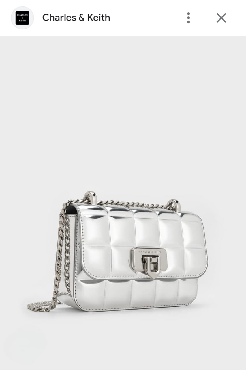 CHARLES & KEITH NOIR PATENT MINI QUILTED SLING BAGS