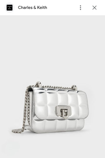 CHARLES & KEITH NOIR PATENT MINI QUILTED SLING BAGS