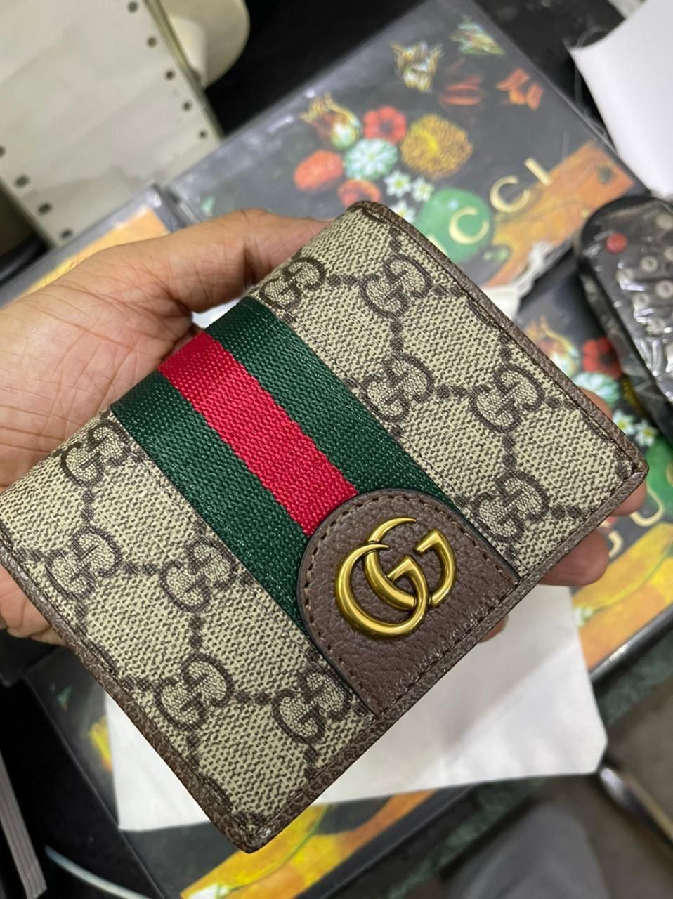 GUCCI OPHIDIA AUTHENTIC HALF BOOK FOLD WALLET