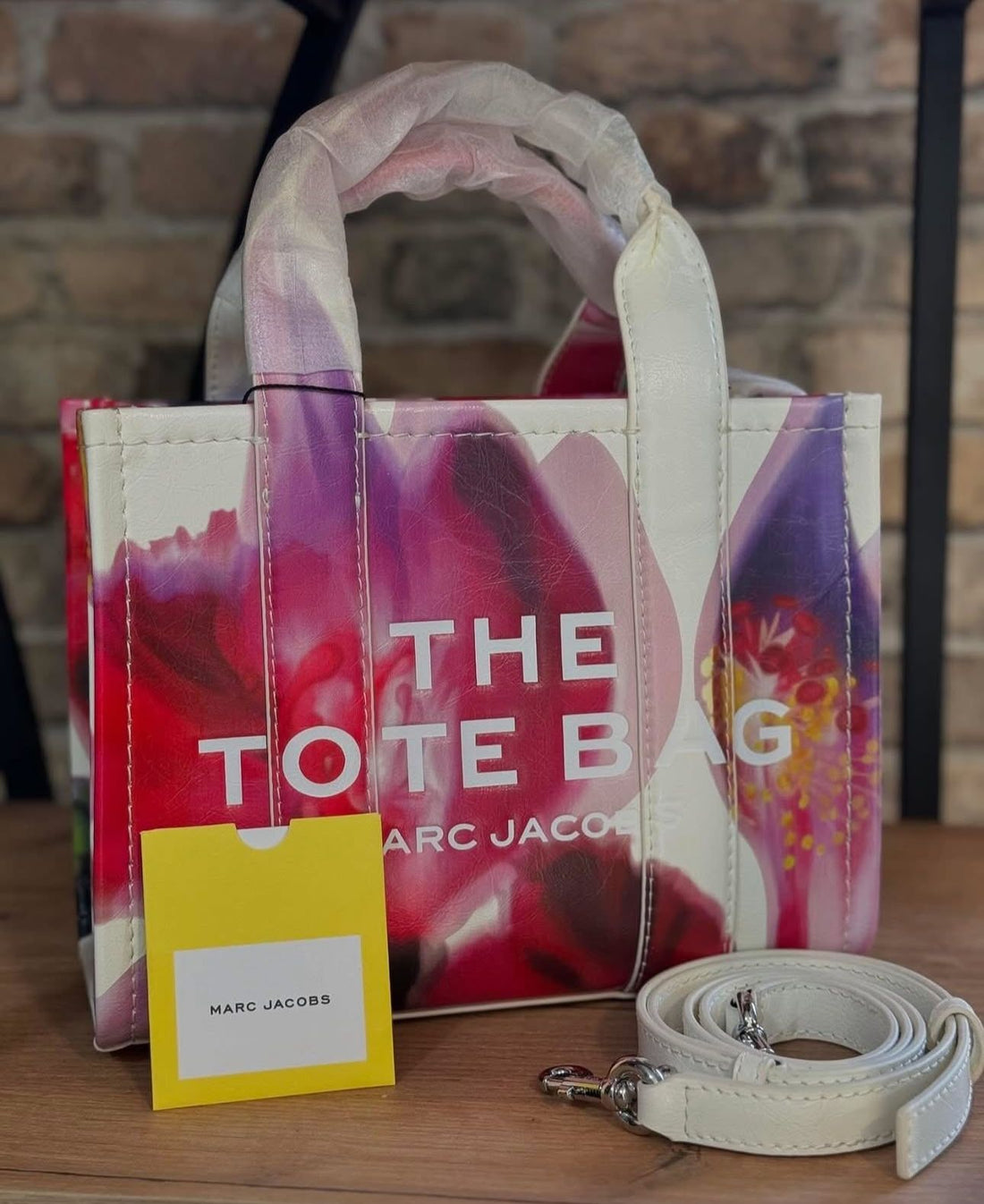 MARC JACOBS THE FUTURE FLORAL LEATHER MEDIUM TOTE BAG
