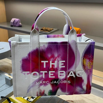 MARC JACOBS THE FUTURE FLORAL LEATHER MEDIUM TOTE BAG