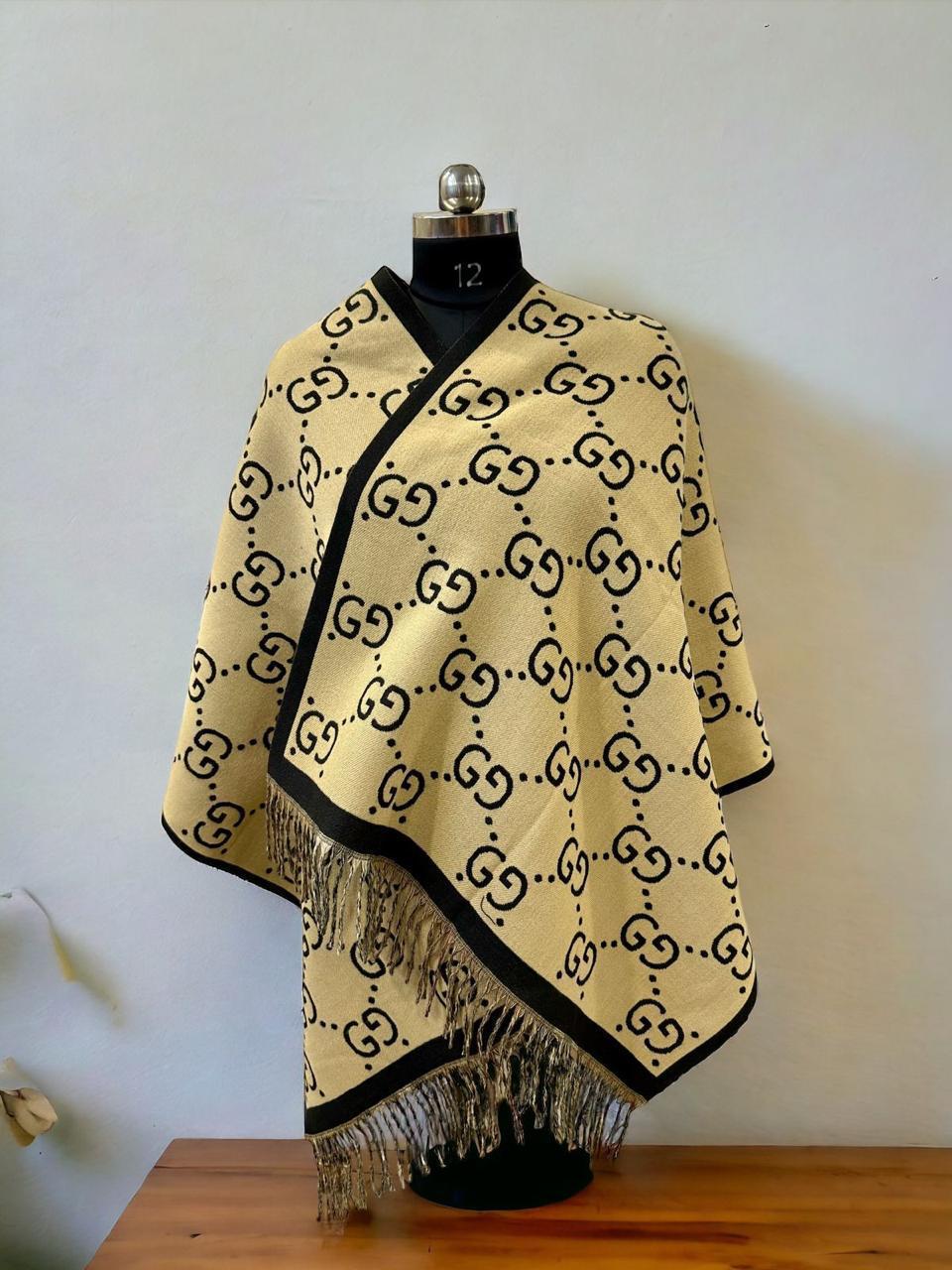 Warm Gucci Stoles Latest Edition Dual Print Cashmere