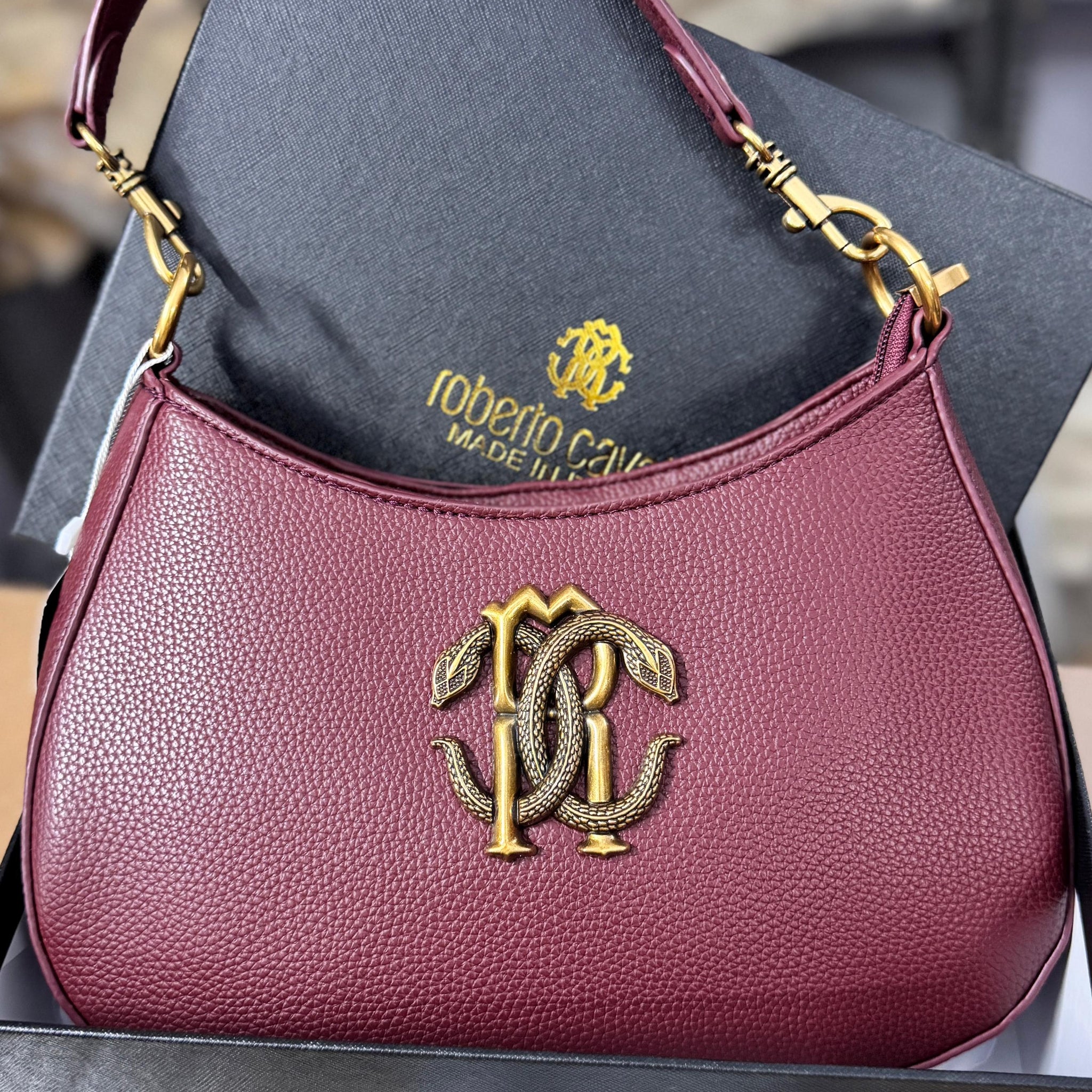 Roberto Cavalli Vintage RC Oxidised Logo Shoulder Bag