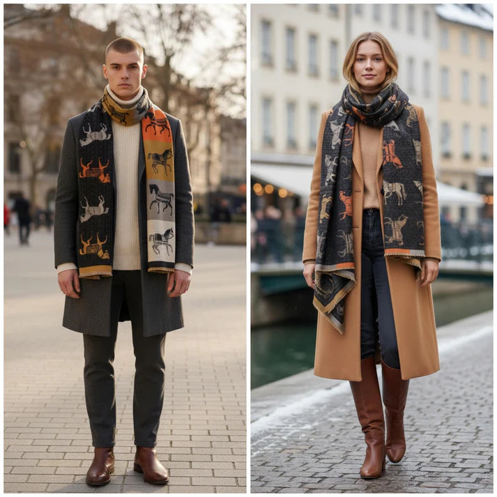 Hermes Woollen Stole With Box And Carry bag