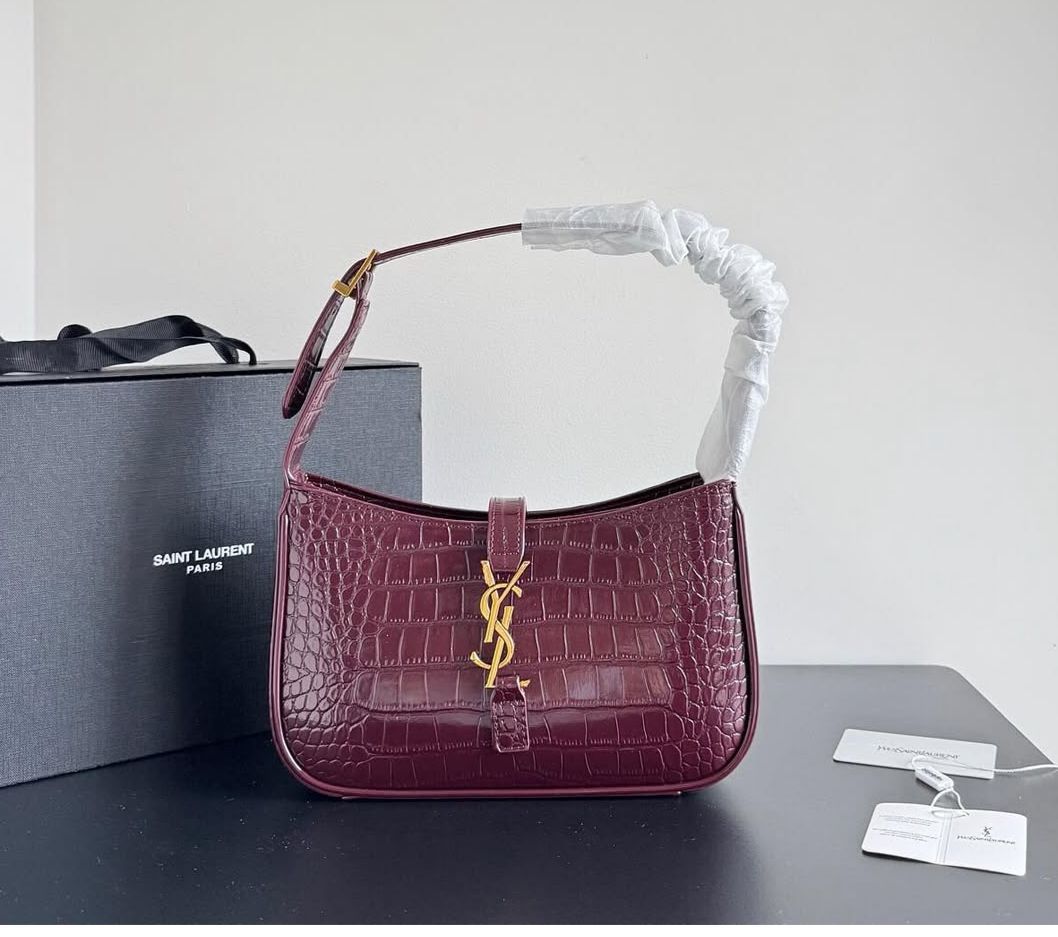 YSL WOMENS CROCO AND PLAIN  LE 5 A 7 HOBO